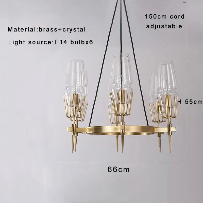 Antique brass crystal glass wall light for bedroom and bath