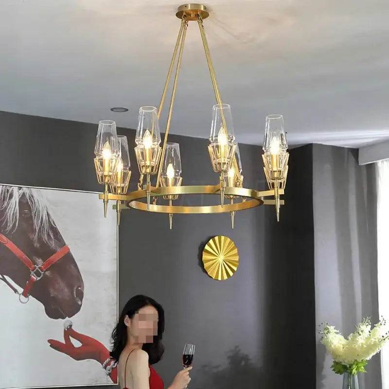 Antique brass crystal glass wall light for bedroom and bath