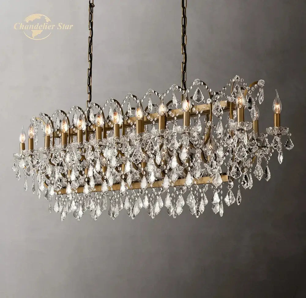 Antique brass decorbites crystal iron chandelier for dining room
