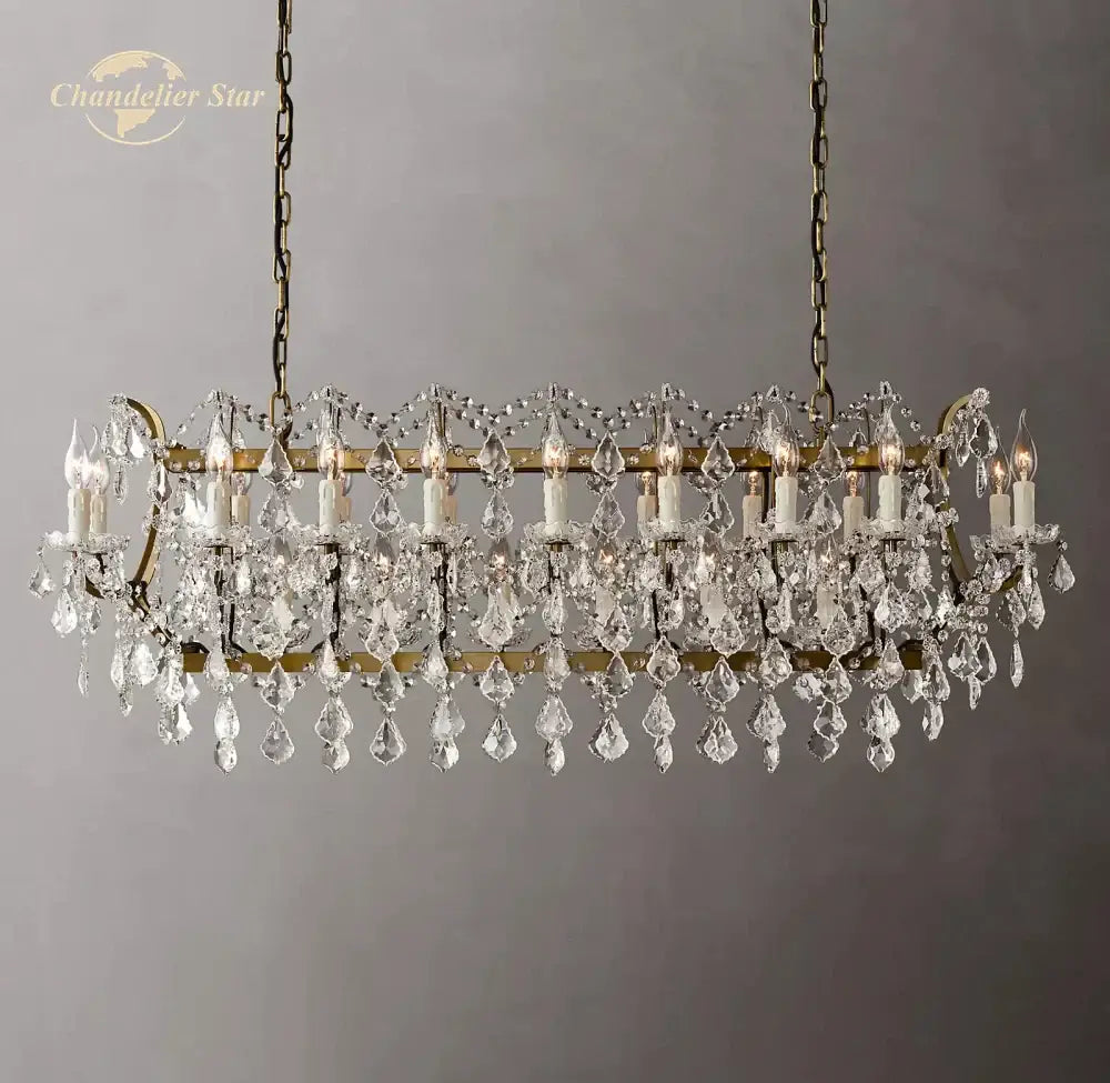 Antique brass decorbites crystal iron chandelier for dining room