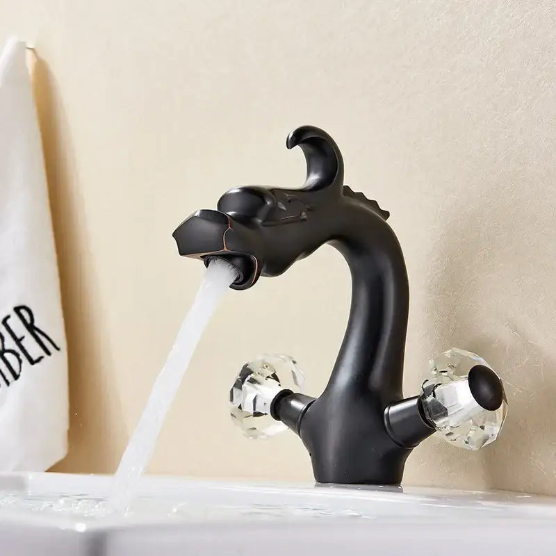 Antique brass decorbites dragon style bathroom basin faucet mixer tap