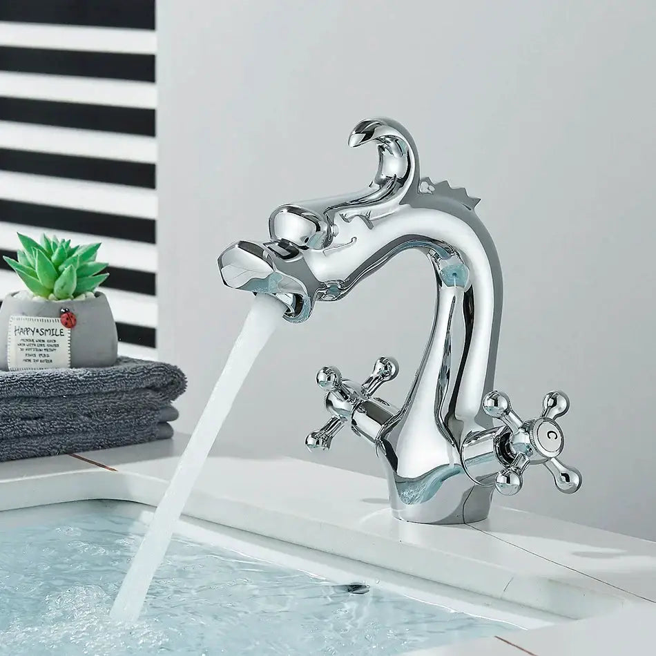 Antique brass decorbites dragon style bathroom basin faucet mixer tap