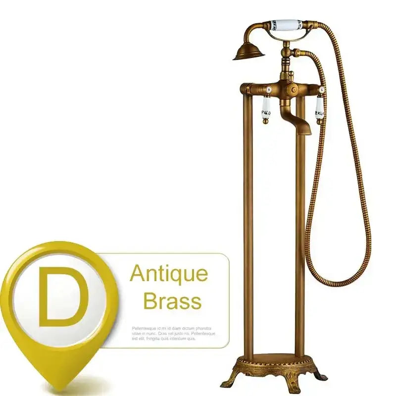 Antique brass dual ceramic handle freestanding tub faucet bathroom