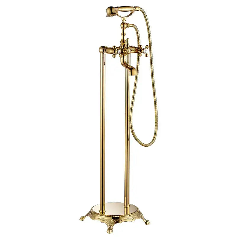 Antique brass dual ceramic handle freestanding tub faucet bathroom