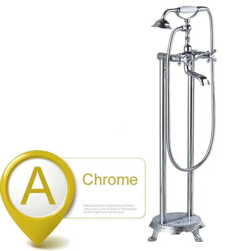 Antique brass dual ceramic handle freestanding tub faucet bathroom