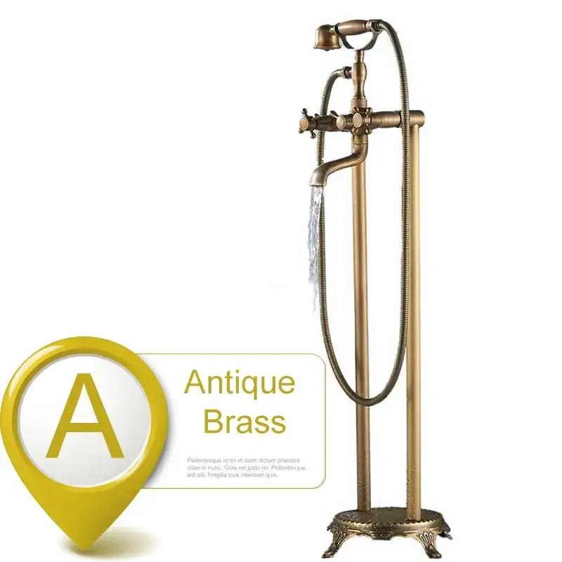 Antique brass dual ceramic handle freestanding tub faucet bathroom