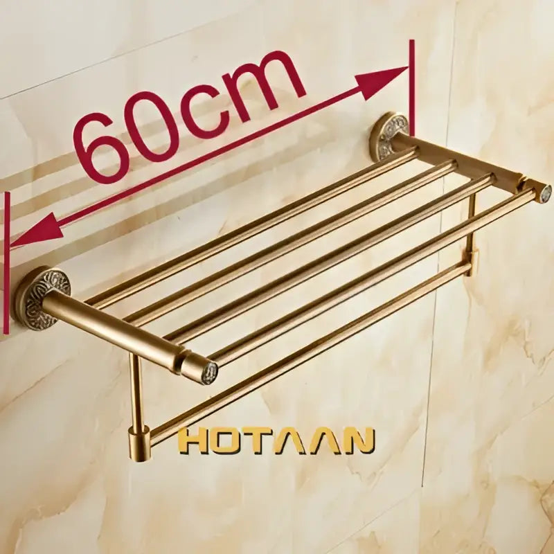 Antique brass floral double towel rack bathroom shelf