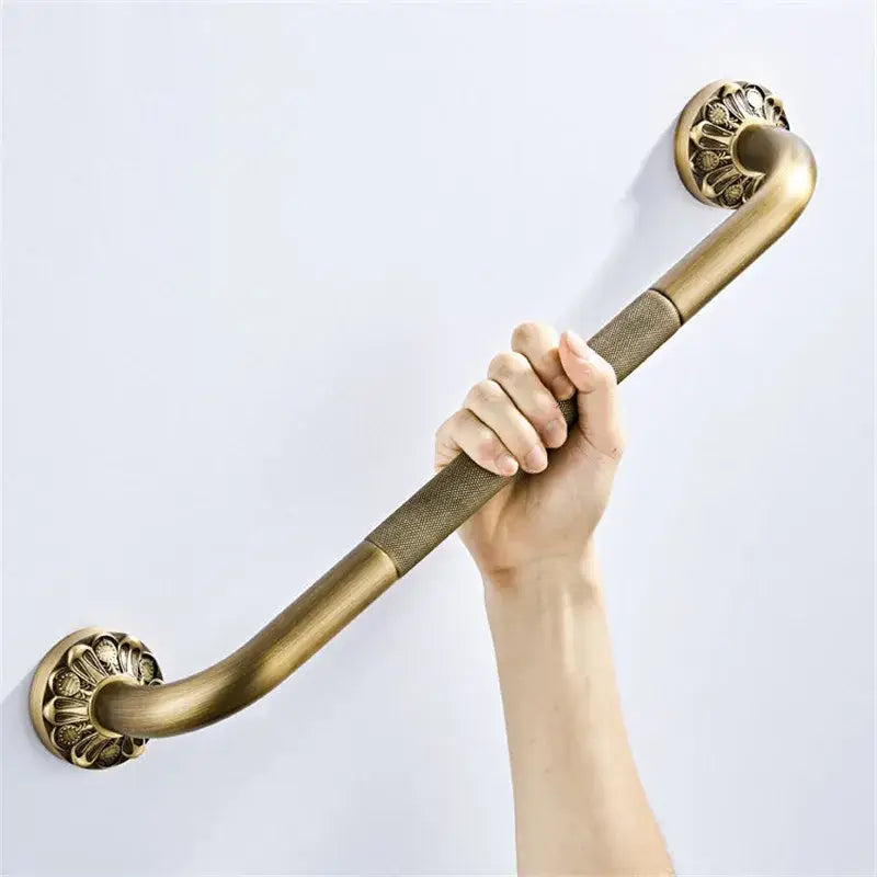 Antique brass floral hardware set bathroom double tier towel rack