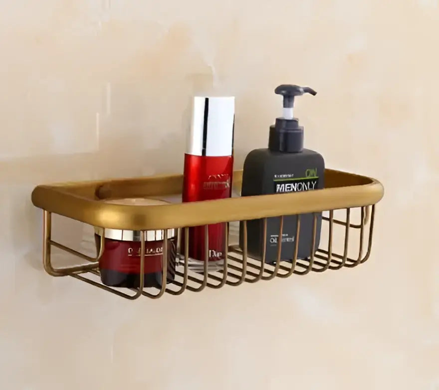 Antique brass floral hardware set bathroom double tier towel rack