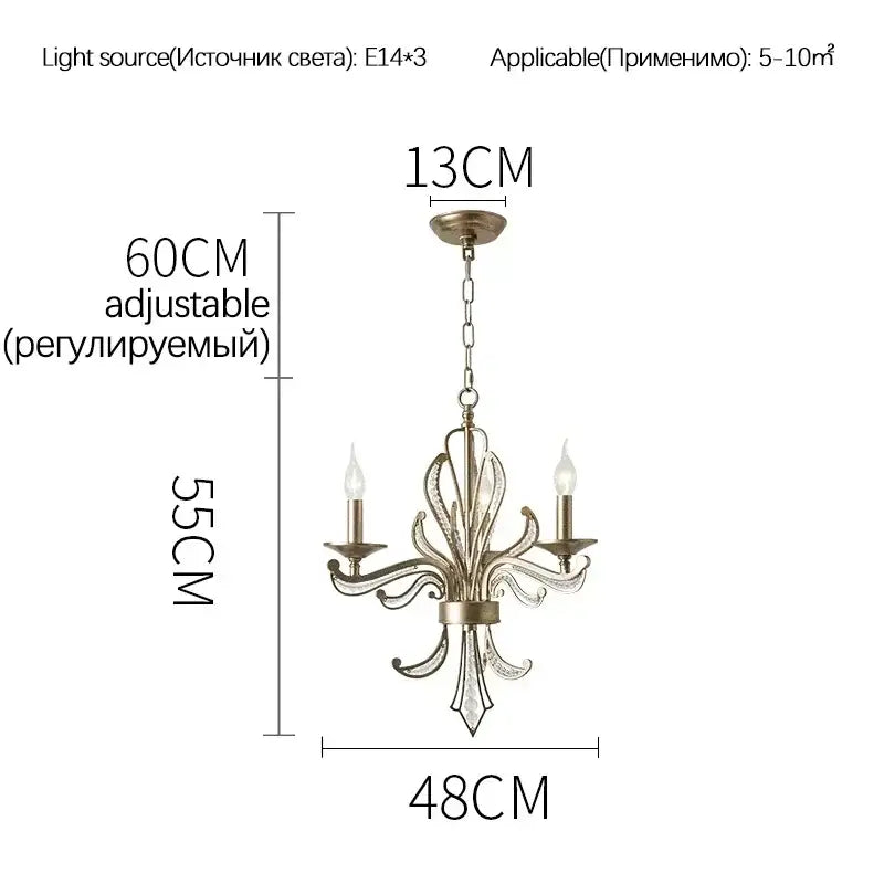Antique brass french candle design pendant lighting dining room