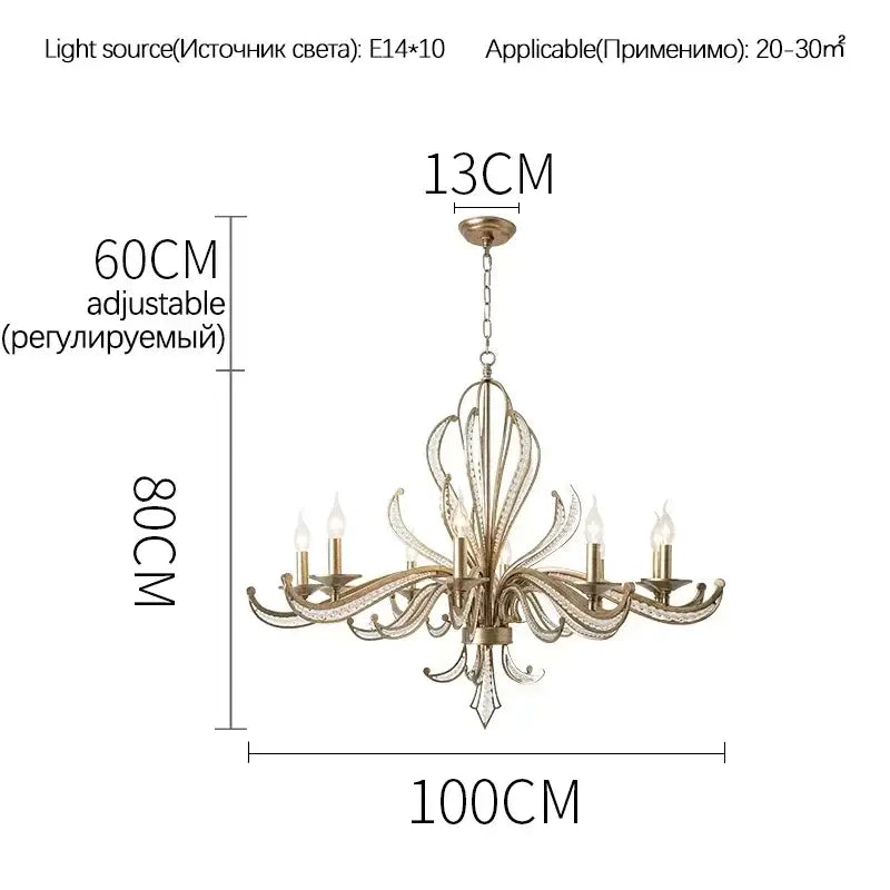 Antique brass french candle design pendant lighting dining room