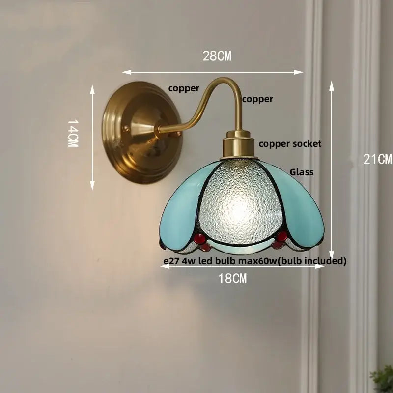Antique brass glass clover wall sconce dining room light fixture