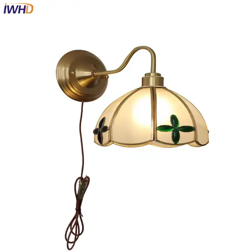 Antique brass glass clover wall sconce dining room light fixture