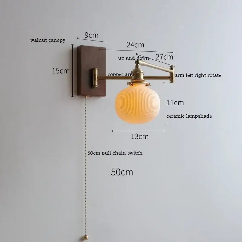 Antique brass industrial wall light with clear glass for bedroom