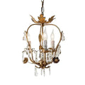 Antique brass iron crystal chandelier bedroom leaf pendant light