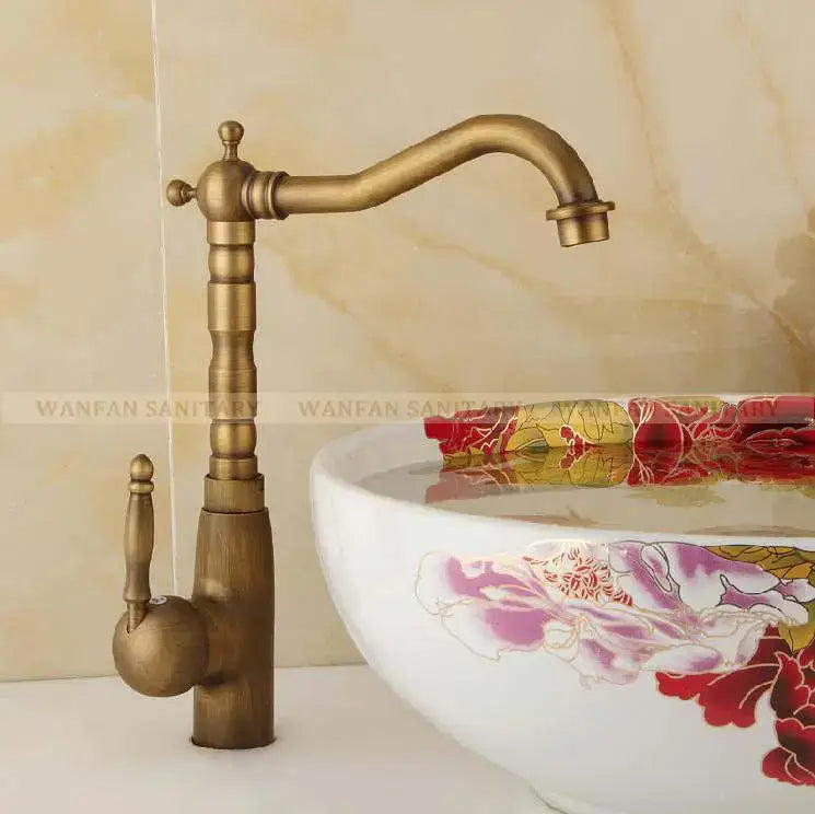 Antique brass ornate decorbites basin sink faucet bathroom mixer tap