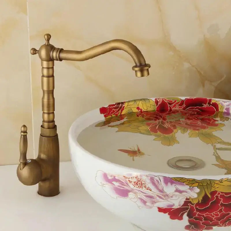 Antique brass ornate decorbites basin sink faucet bathroom mixer tap
