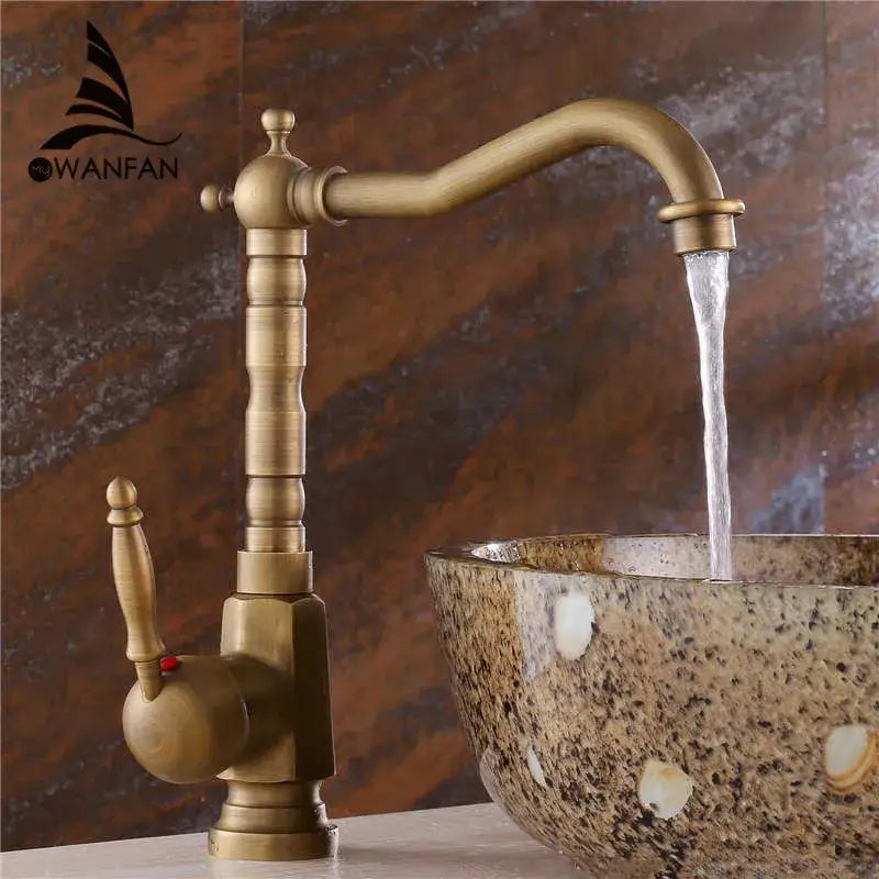 Antique brass ornate decorbites basin sink faucet bathroom mixer tap