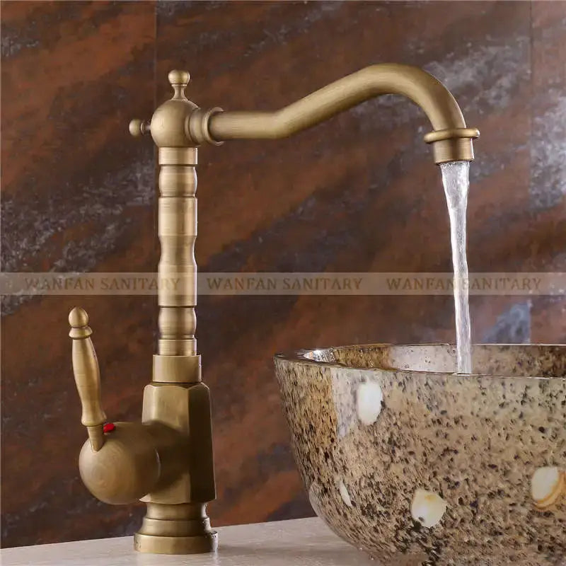 Antique brass ornate decorbites basin sink faucet bathroom mixer tap