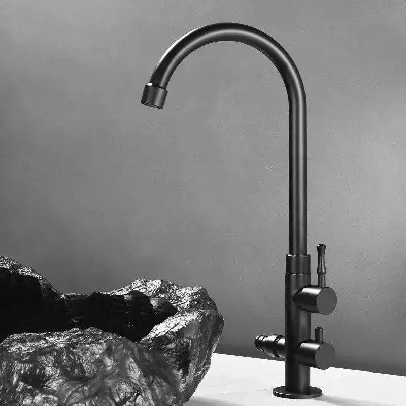 Antique brass outdoor faucet with dual control knobs for kitchens