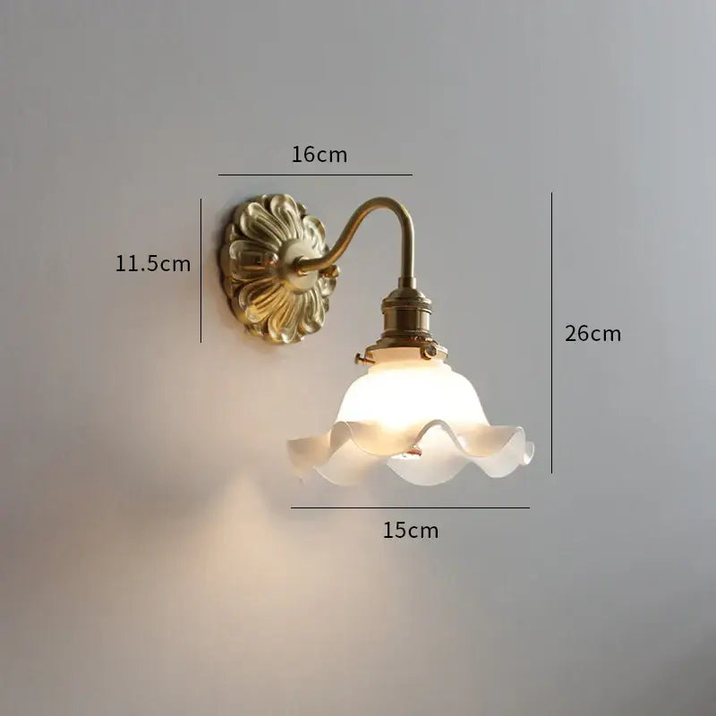 Antique brass ribbed glass wall lights bedroom ceramic led wall