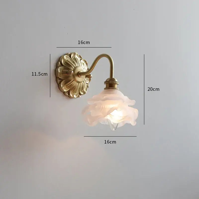 Antique brass ribbed glass wall lights bedroom sconce