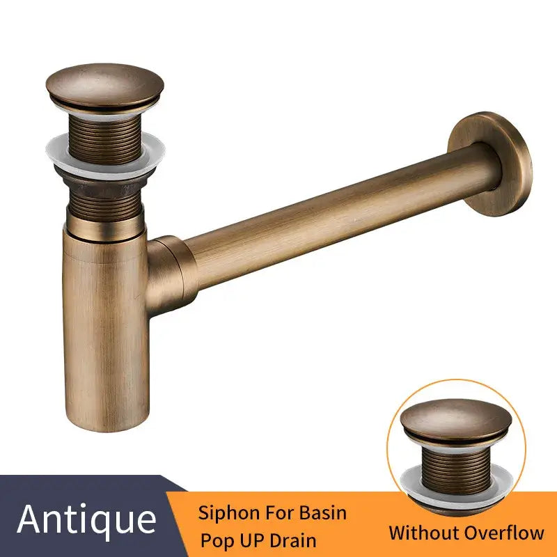 Antique brass round bottle trap bathroom vanity siphon drain pump
