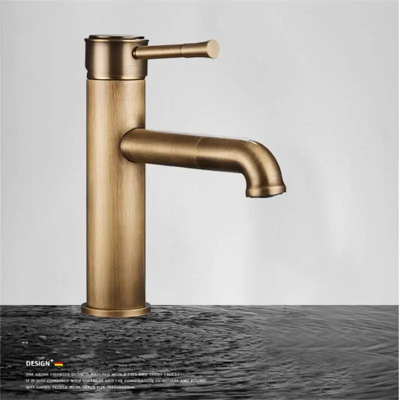 Antique brass single handle bronze basin faucet bathroom rotating mixer