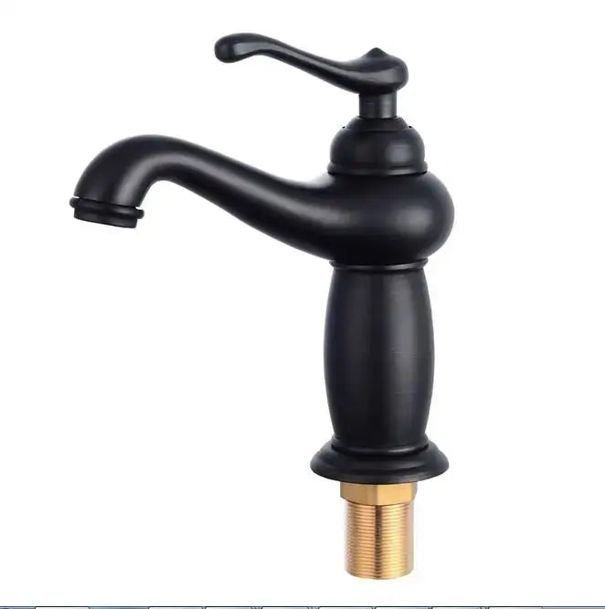Antique bronze bathroom faucet with white ceramic ornate handle