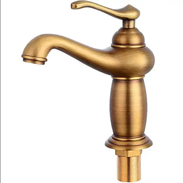 Antique bronze bathroom faucet with white ceramic ornate handle