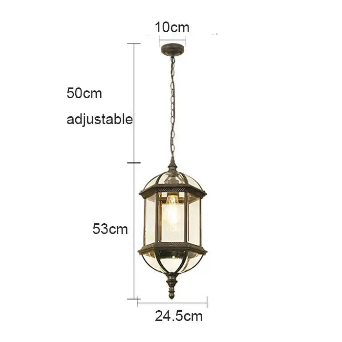 Antique bronze black outdoor hanging pendant light walkway lantern