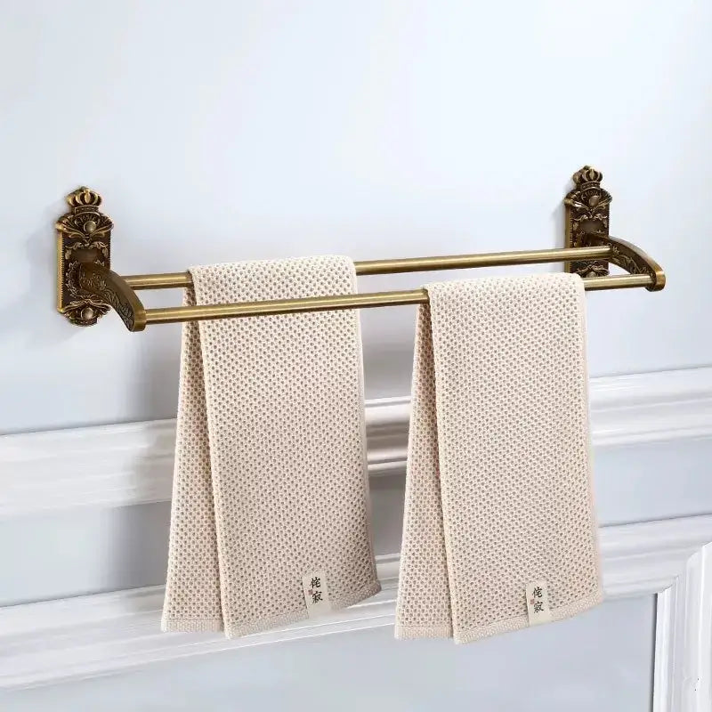 Antique bronze carved bath accessories set bathroom wall rack