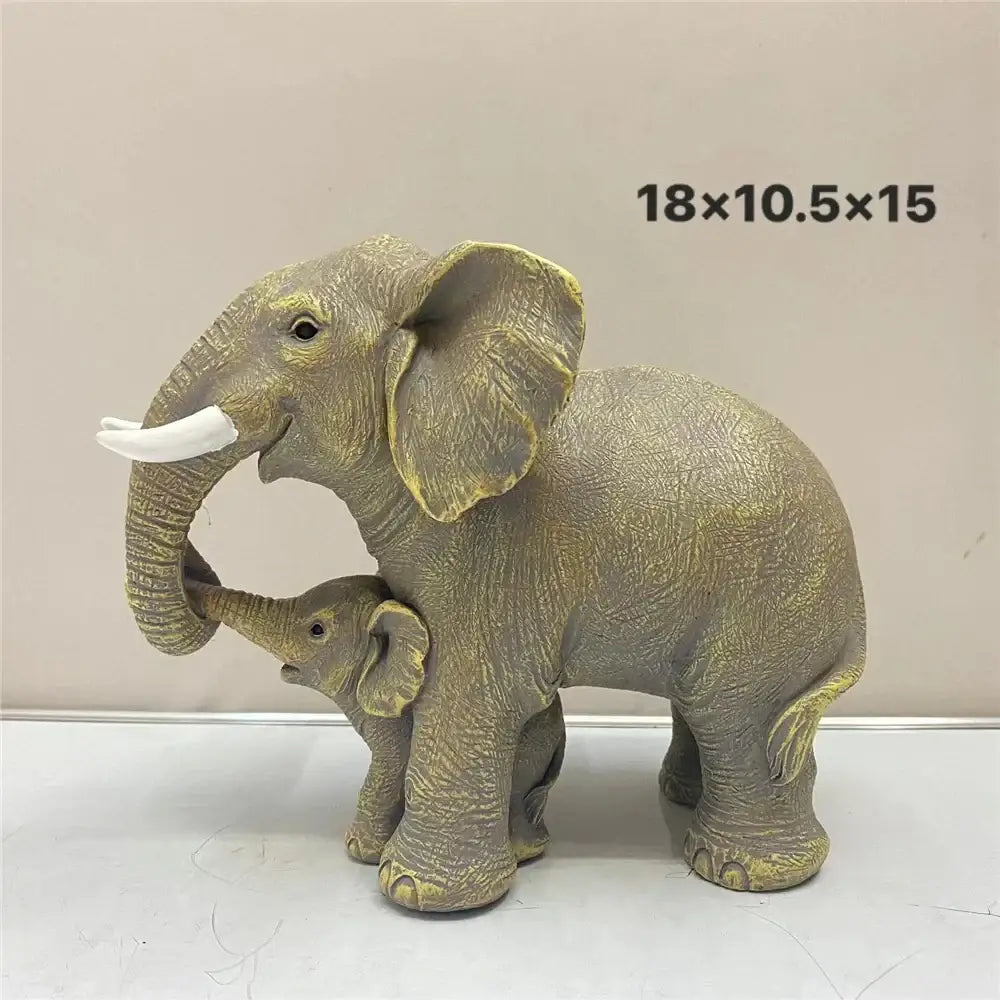 Antique bronze elephant family figurine living room ornament