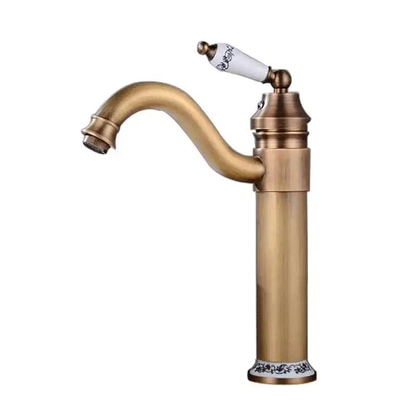 Antique bronze finish bathroom sink faucet with swivel spout