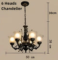 Antique bronze flower glass shade ceiling chandelier dining room