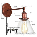 Antique copper industrial clear glass wall lamp bedroom sconce