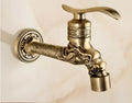Antique dragon carved brass single cold tap garden faucet
