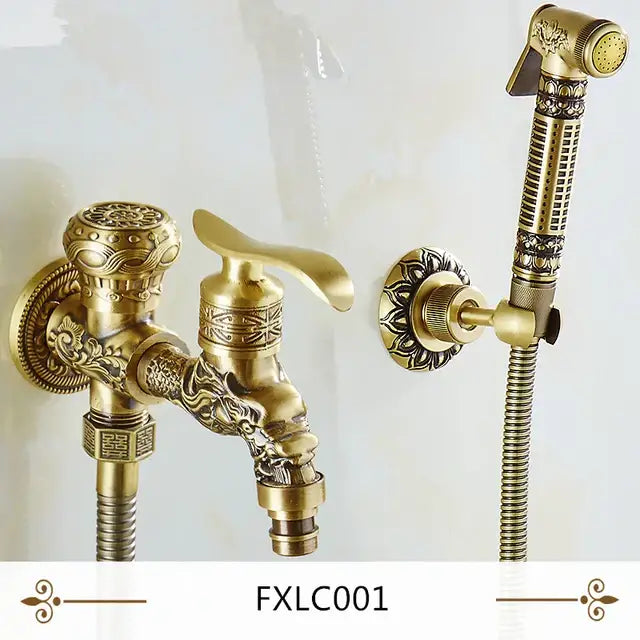 Antique engraved brass bidet shattaf for bathroom hygienic washing