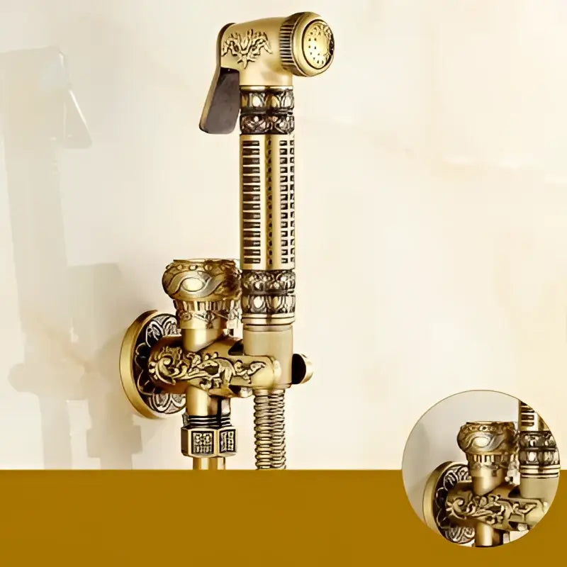 Antique engraved brass bidet shattaf for bathroom hygienic washing