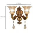 Antique european brass crystal glass dual head wall lamp bedroom