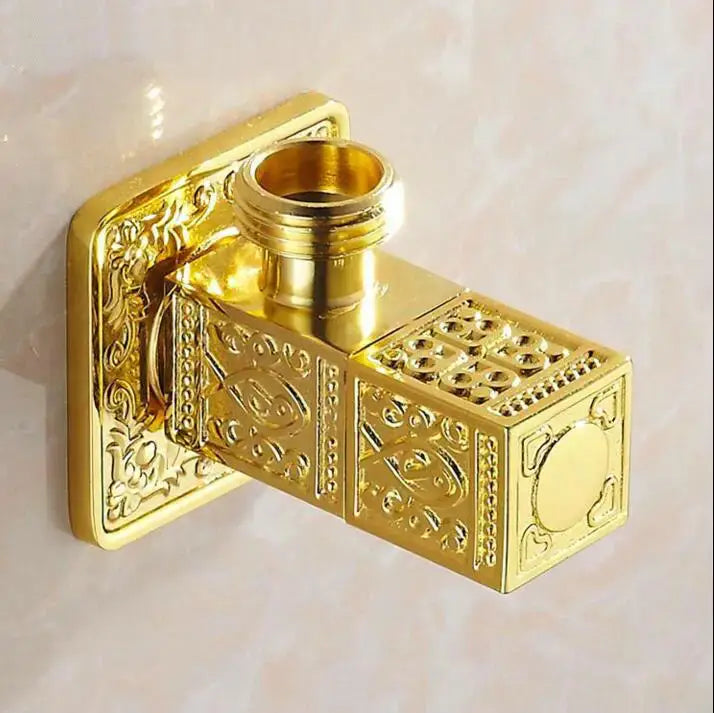 Antique floral brass bathroom angle stop valve
