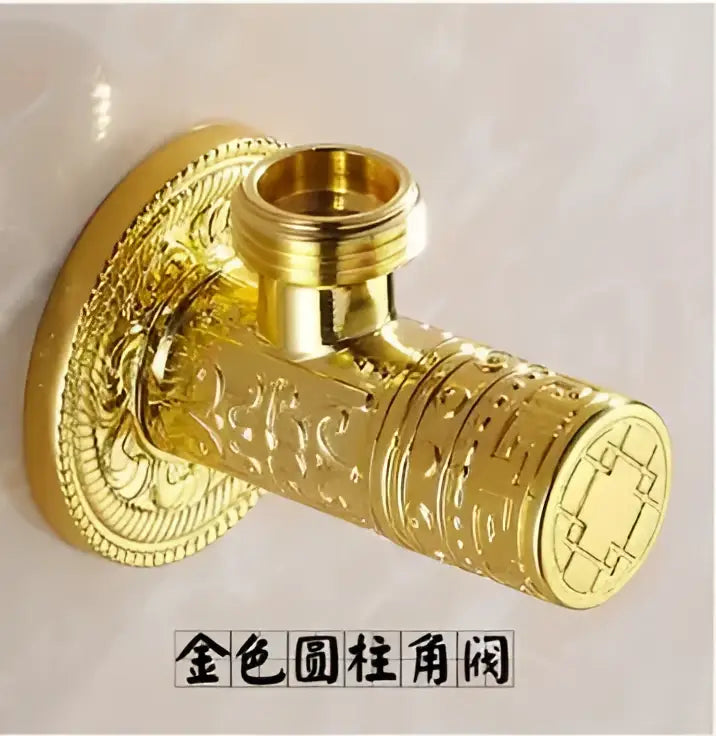 Antique floral brass bathroom angle stop valve