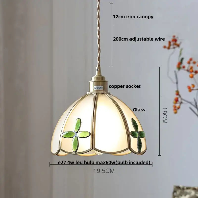 Antique gold petal glass led pendant lamp kitchen light fixture