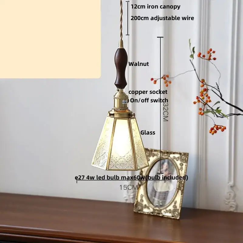 Antique gold petal glass led pendant lamp kitchen light fixture