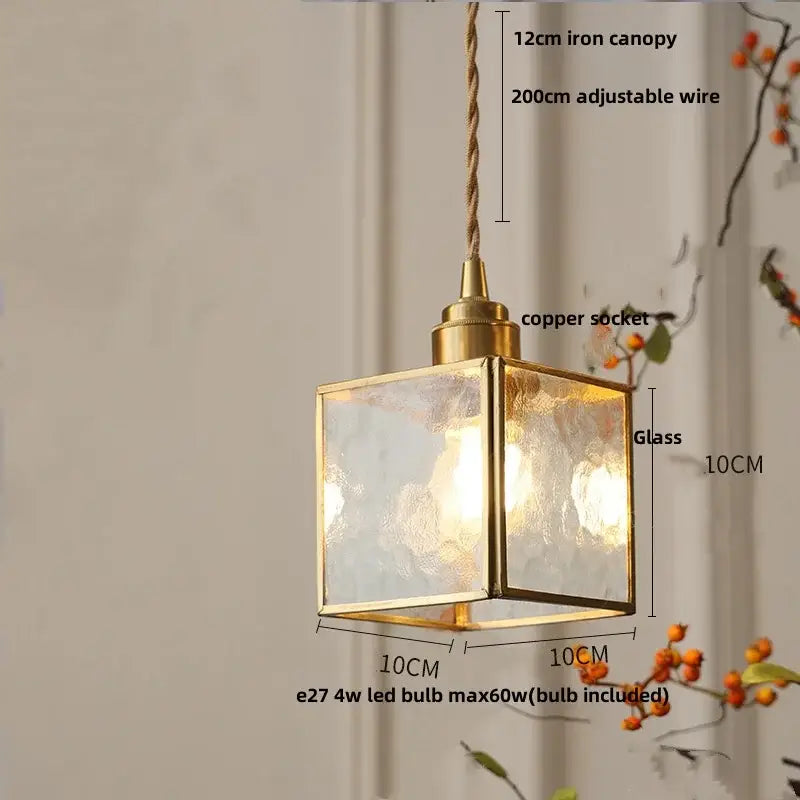 Antique gold petal glass led pendant lamp kitchen light fixture
