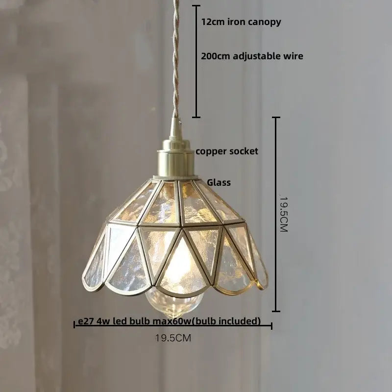 Antique gold petal glass led pendant lamp kitchen light fixture