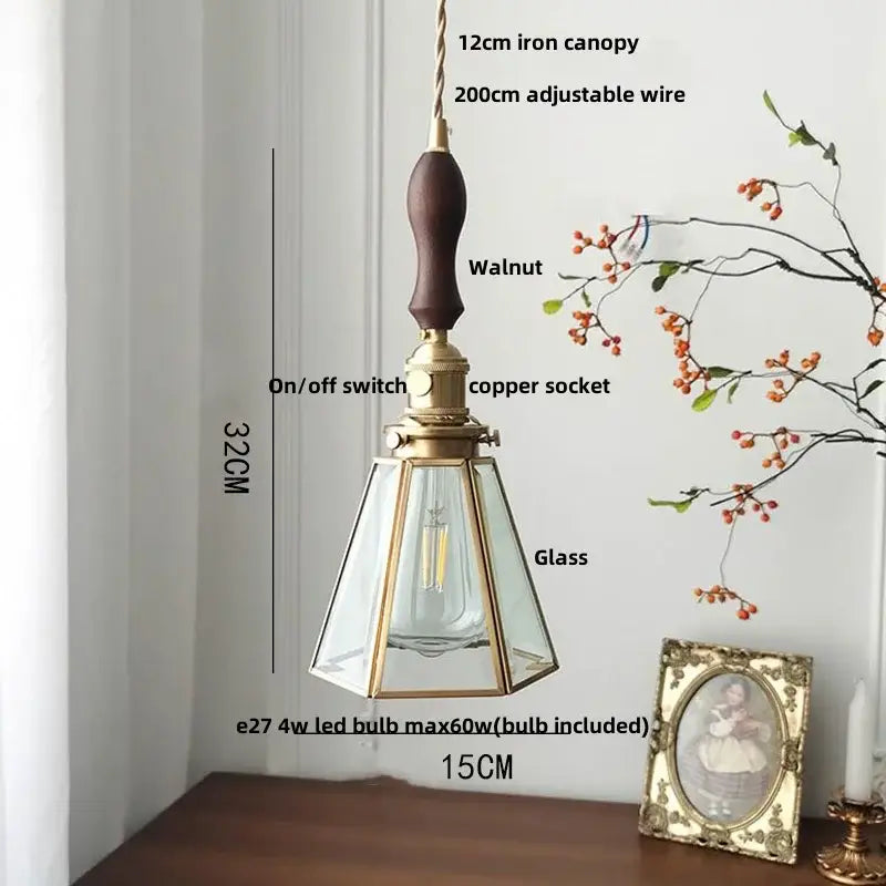 Antique gold petal glass led pendant lamp kitchen light fixture