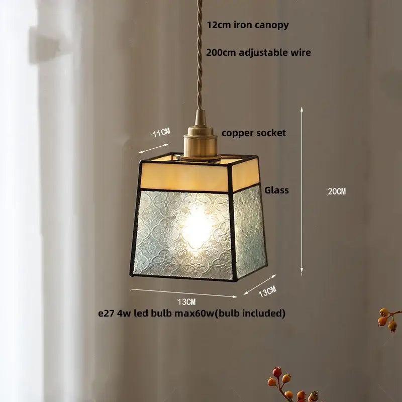 Antique gold petal glass led pendant lamp kitchen light fixture