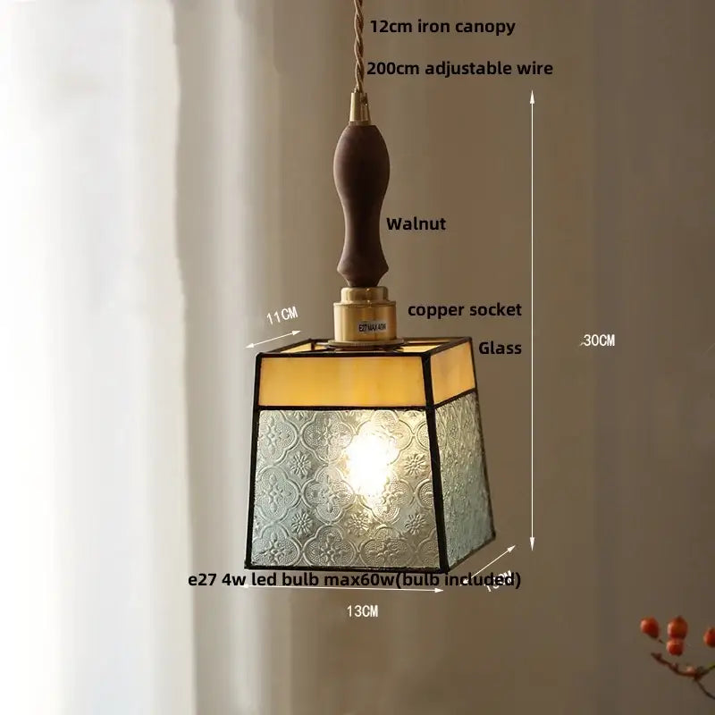 Antique gold petal glass led pendant lamp kitchen light fixture