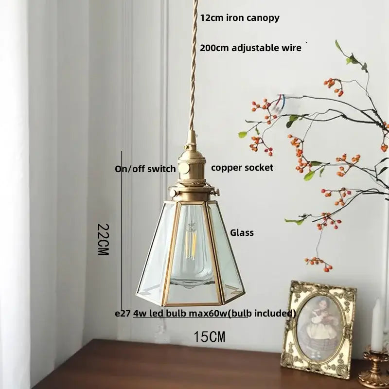 Antique gold petal glass led pendant lamp kitchen light fixture